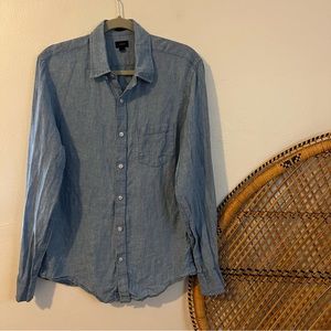 J. Crew Blue light weight Baird Mcnutt linen slim button down size medium